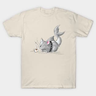 Coffee Loving Cat Shark T-Shirt